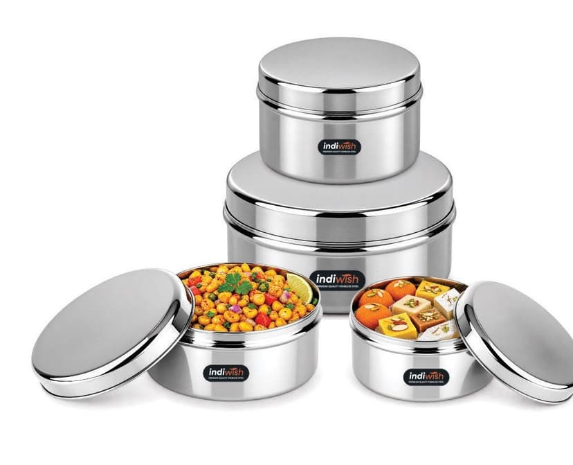 Indiwish Plain Puri Dabba stainless steel storage containers